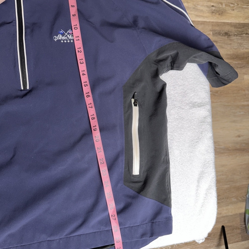 Footjoy Dryjoys Tour Collection 1/2 Zip Short Sleeve Golf Jacket Large Navy Blue - Picture 5 of 6